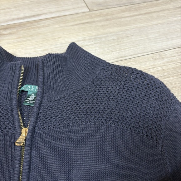 Ralph Lauren Black Cotton Rack Stitch Yoke Mockneck Dress Size XL Long Sleeve - Picture 7 of 9